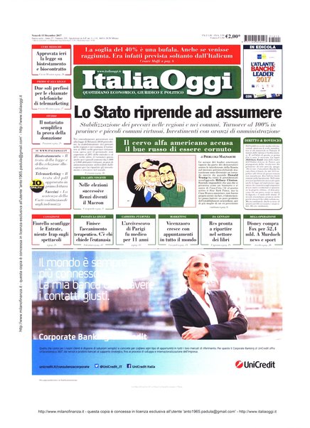 Italia oggi : quotidiano di economia finanza e politica